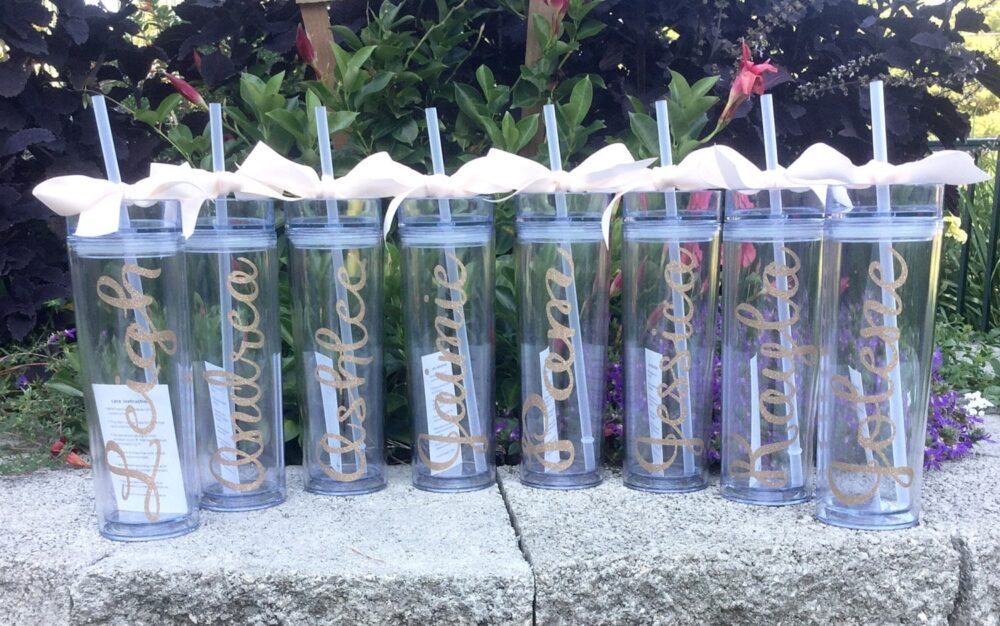 Personalized Bridesmaid Tumbler Glitter Personalized Gift Bridal Party Acrylic Cups With Lids Gold Wedding
