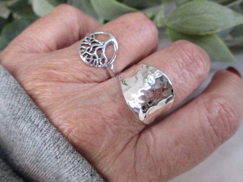 Wide Silver Hammered Band>Sterling Hammered Ring, 925 Wide Ring, Thumb Ring, Wide Band, Woman's Statement Sterling Ring, Non Tarnish