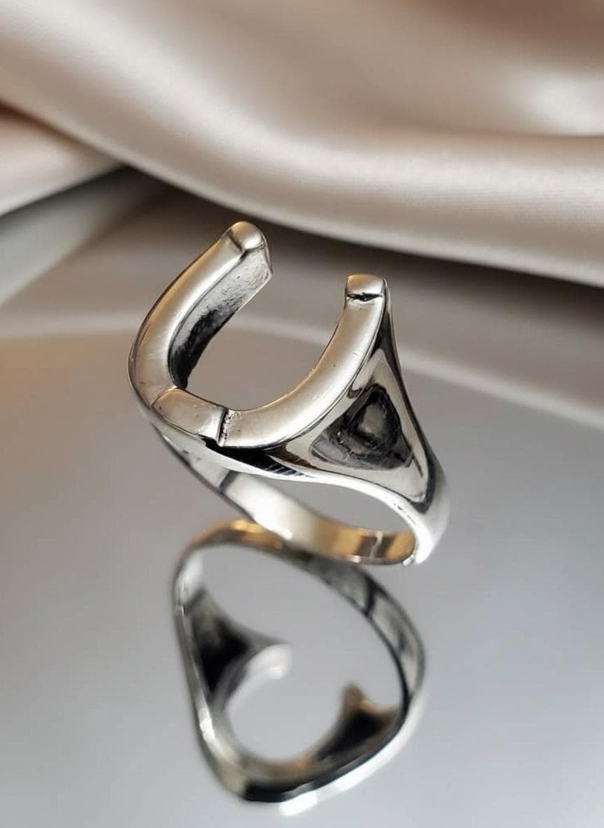 sterling Silver Horseshoe Ring Equestrian Good Luck Jewelry