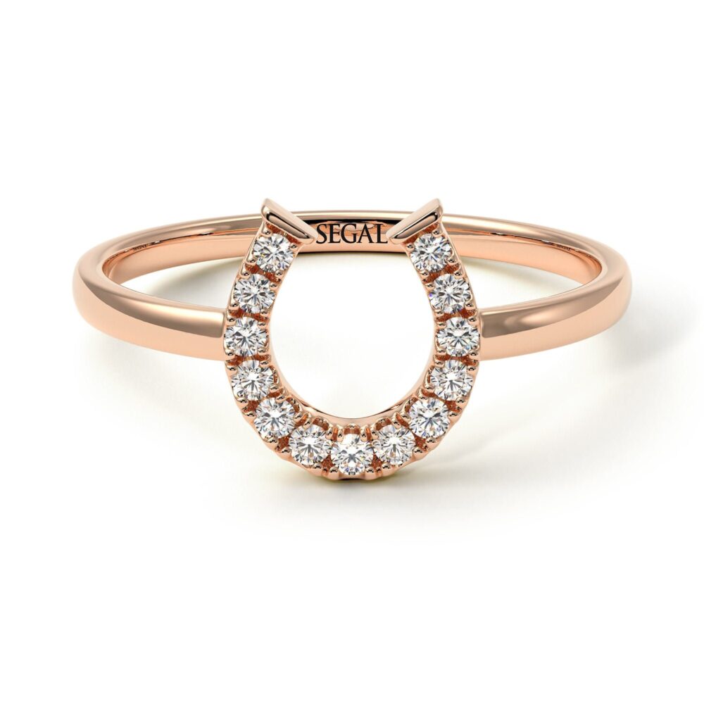 Diamond Horseshoe Ring Rose Gold 14K-18K Luck Unique Rings For Wife - Malia