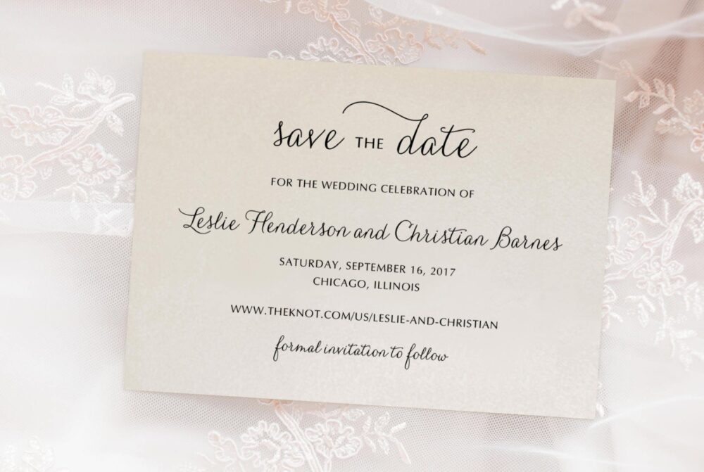 Elegant Script Wedding Save The Date Engagement Announcement Printed Cards With Envelopes - Fairytale Suite