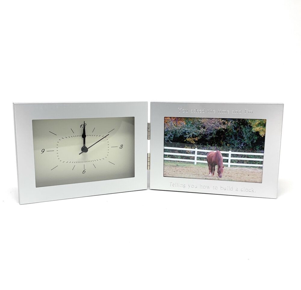 Personalized 4x6 Photo Frame With Clock Engraved Picture