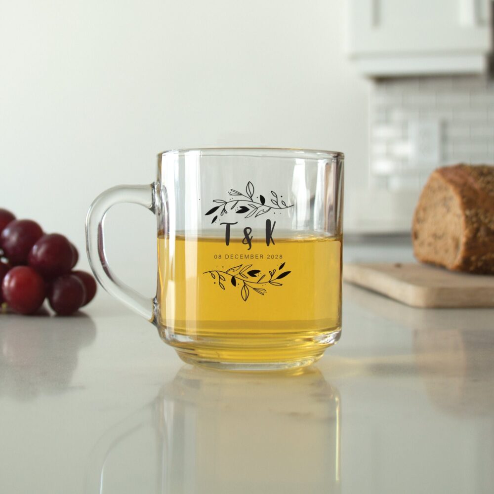 24 Pcs - Personalized Coffee Mug Custom Wedding Favor Glasses Unique Glass Favors Party Dgn209