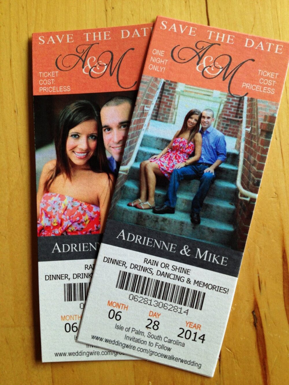 Save The Date Weddingticket, Wedding Photo Sports Ticket, Favor Ticket + Mailing Envelope
