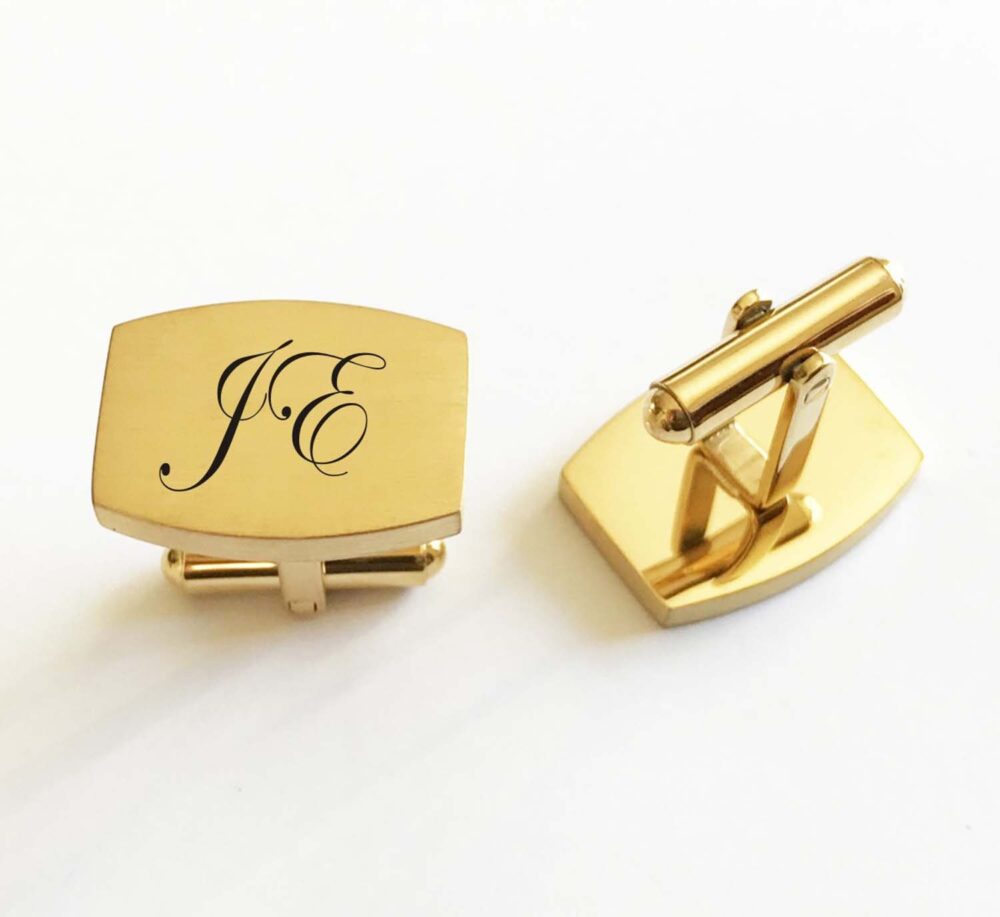 Personalized Gold Plated Cufflinks Engraved Groomsmen Gift