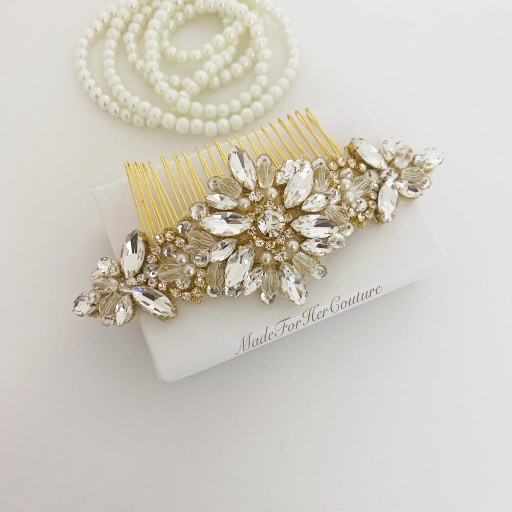 Rhinestone Pearl Wedding Hair Comb Bridal Headpiece