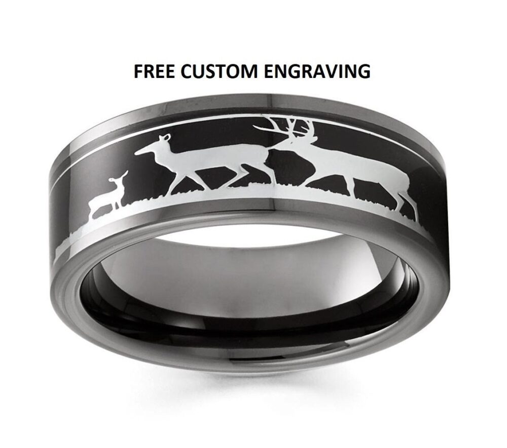 Hunters Wedding Band, Deer Ring, Buck Band, 8mm Band, Unique Ring, Anniversary Ring, Hunters