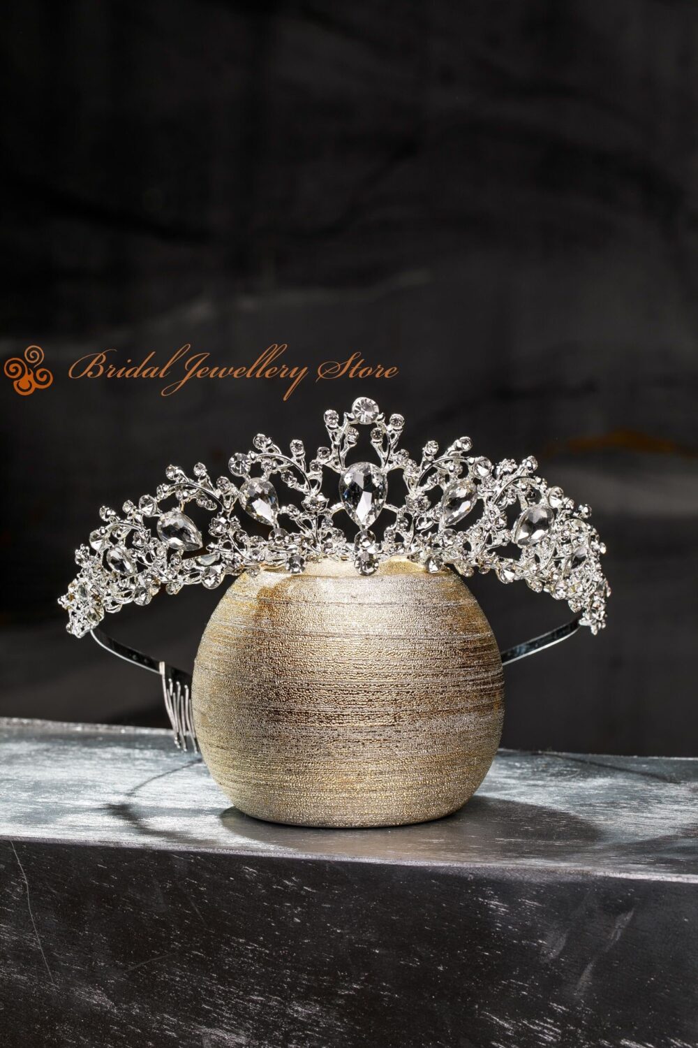 Crystal Bridal Tiara, Silver Wedding Crown, Rhinestone Headpiece