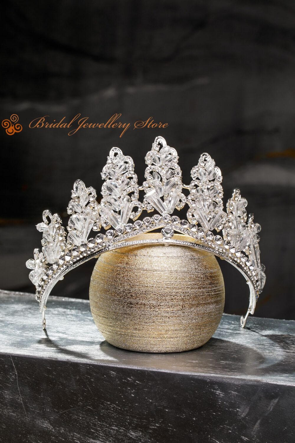 Crystal Bridal Tiara, Silver Wedding Crown, Rhinestone Hairpiece