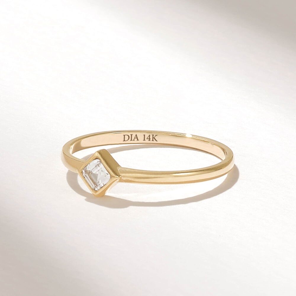 14K Solid Gold Princess Cut Diamond Solitaire Ring, Minimal Engagement Rings For Women, Promise Ring