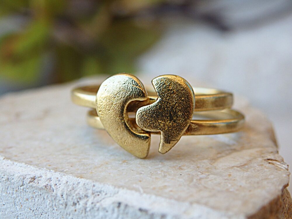Gold Filled Promise Ring Set Heart Anniversary Rings