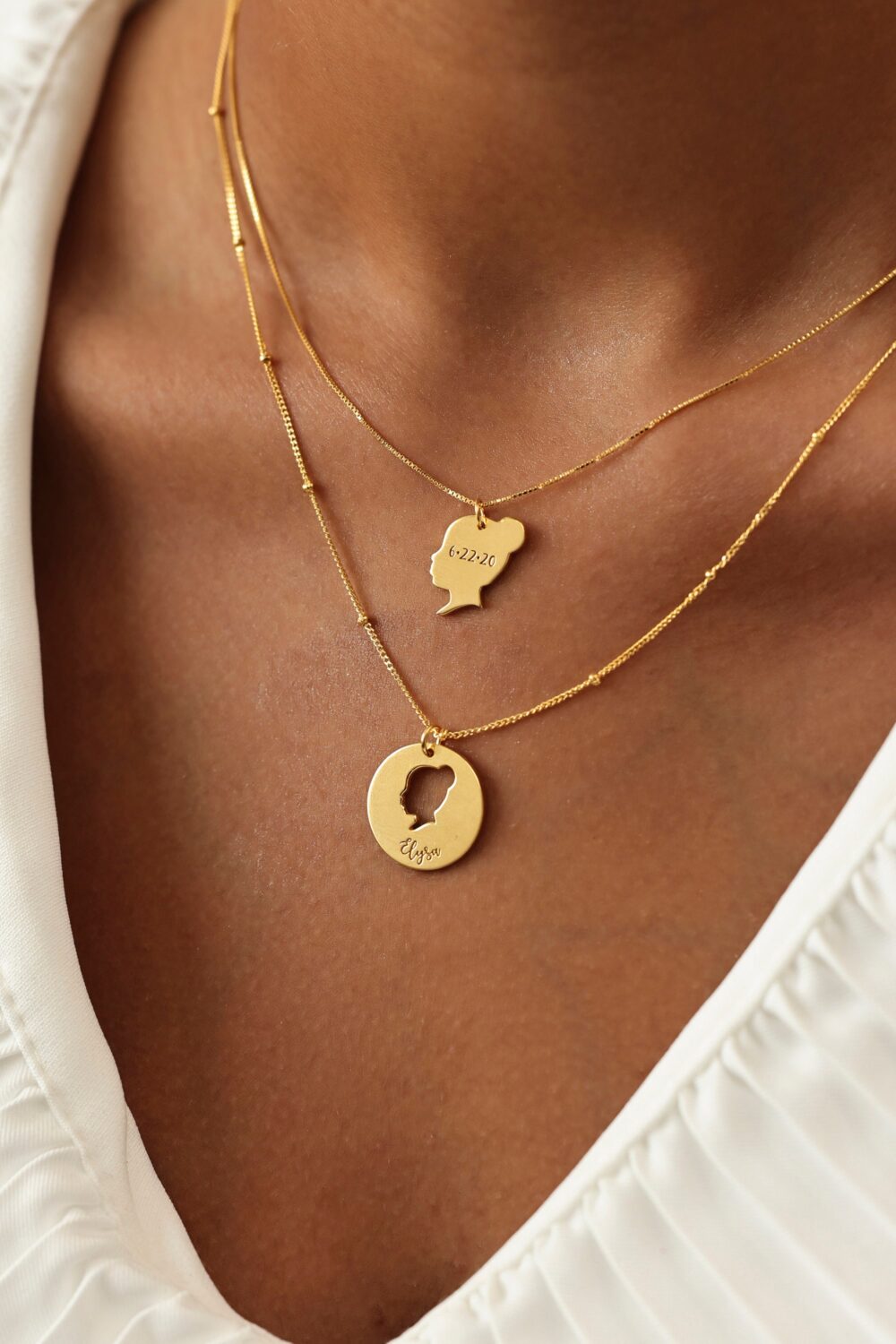 Custom Kid's Head Silhouette Necklace | Mom Daughter Jewelry Newborn Necklaces Mother Day Gifts