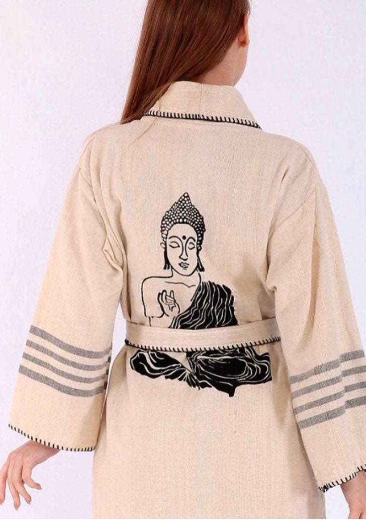 Buddha Linen Unisex Kimono Bathrobe, Yoga Robe, Spa Robe, Mothers Day Giftmothers Gift