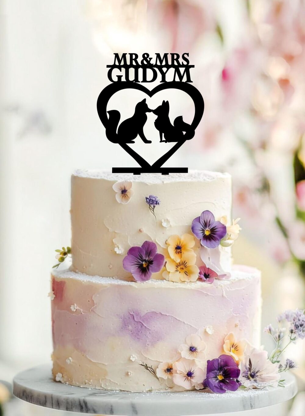Fox Wedding Cake Topper, Rustic Family Decor, Natural Wood