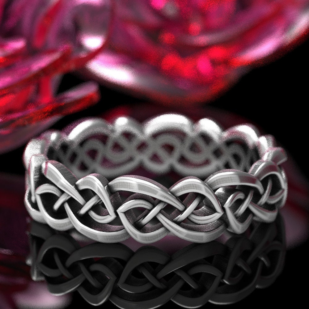 Infinity Wedding Ring, Celtic Knot Womens Ring in Sterling Silver, Handmade Silver Band, 1030
