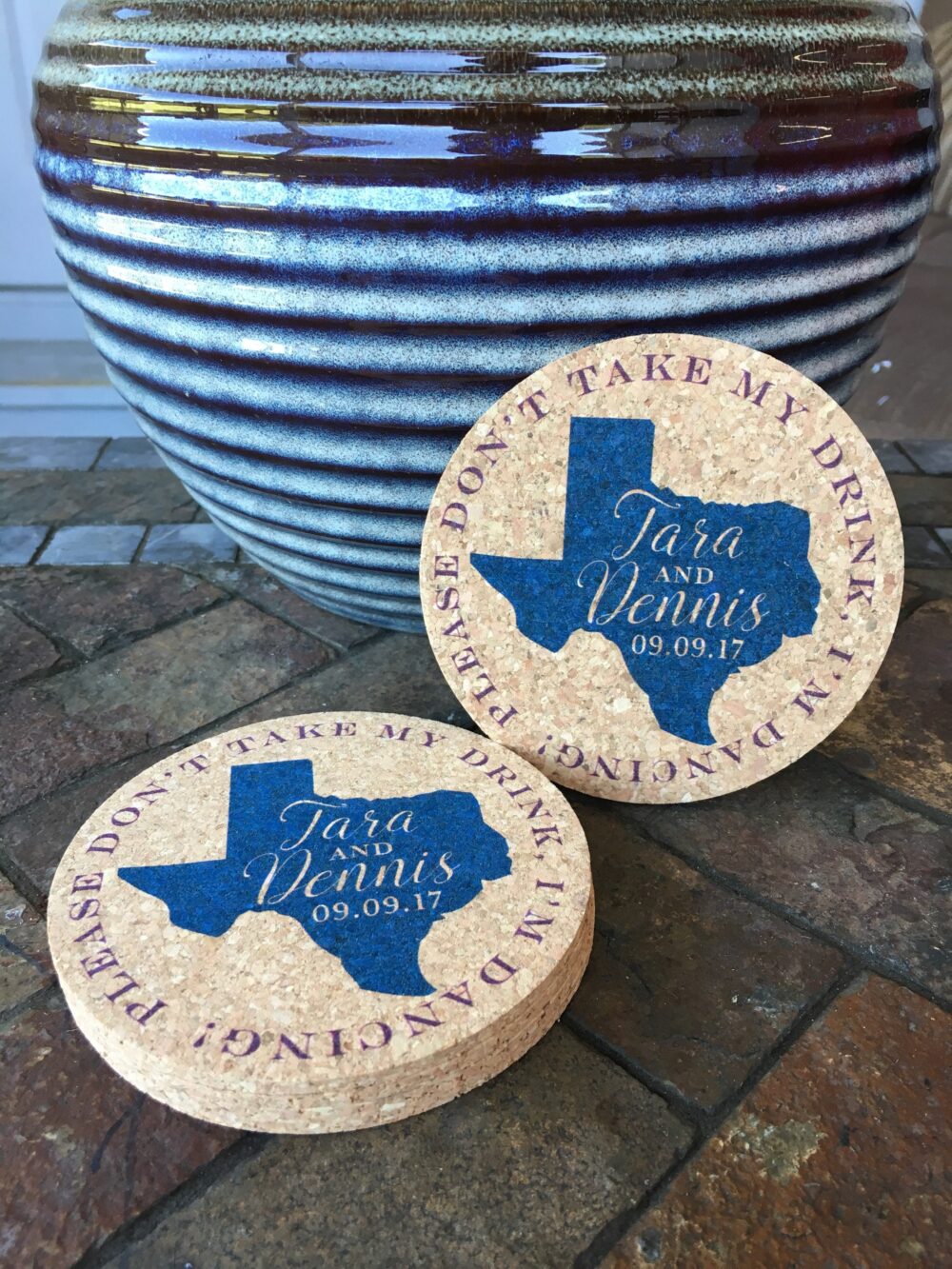 Personalized Texas Wedding Favor Coasters, Don't Take My Drink