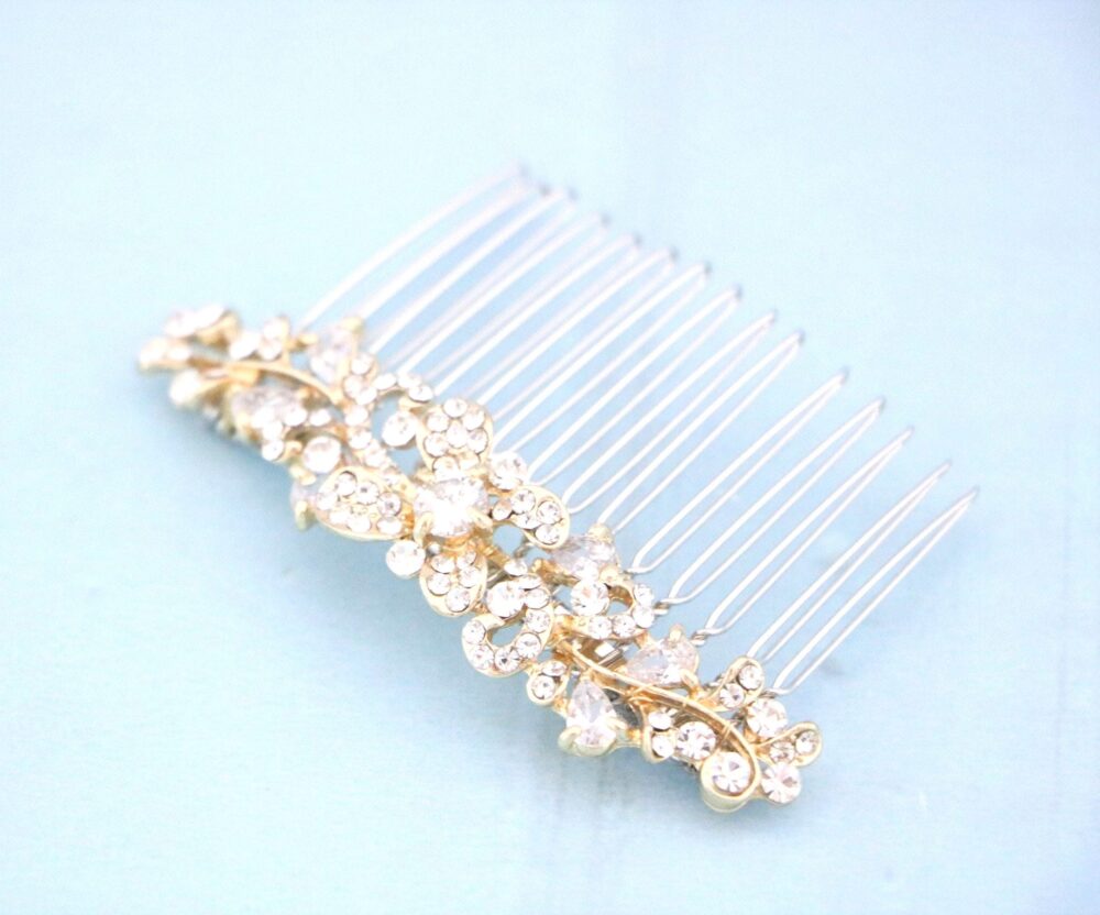 Gold Bridal Comb Rhinestone Wedding Hair Accessories Jewelry Clip Rose Gold
