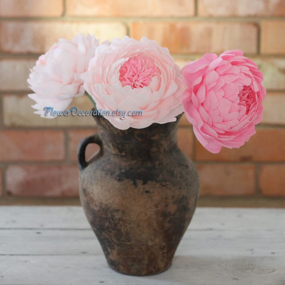 Bouquet Of Paper Flowers, High Quality Crepe Peonies - Choose How Many Do You Need 5 Or 10 ... Wedding Flowers Bouquet