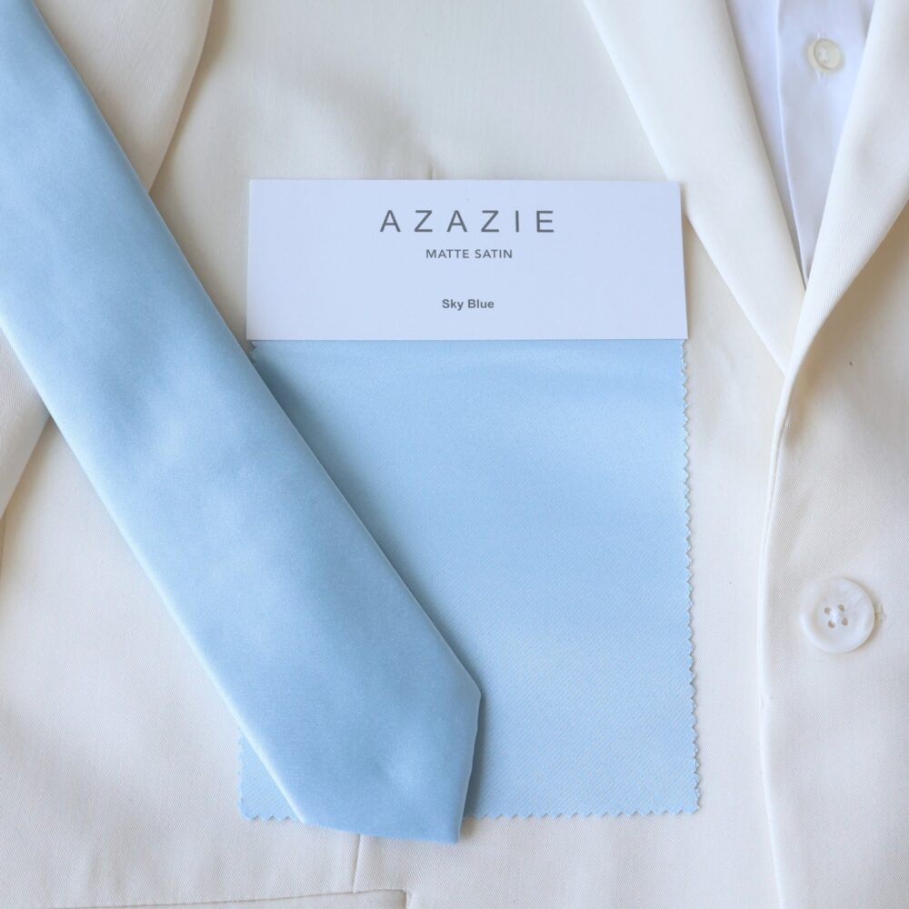 Sky Blue Satin Men's Skinny Tie | Bow Azazie Bowtie Weddings Groom Groomsmen Boys