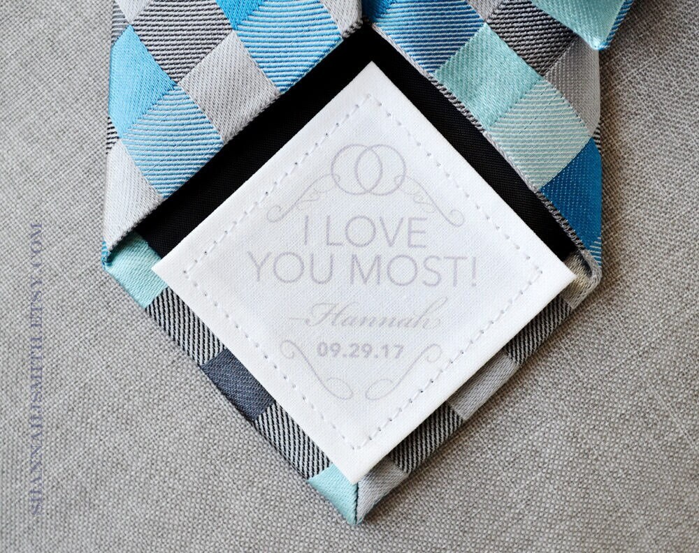 Groom Wedding Tie Patch, Personalized Cotton Anniversary Gift