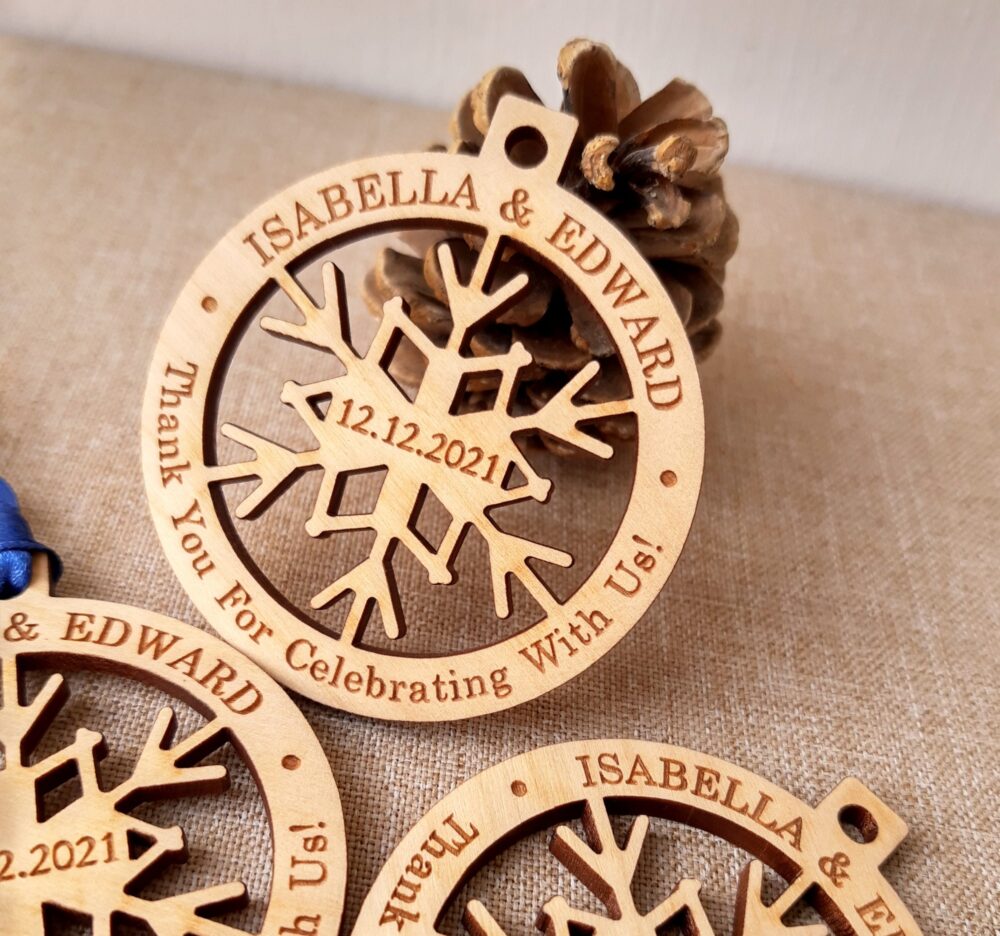 Winter Wedding Favors - Christmas Wedding Favor Ornaments Ornament Snowflake 10 Pc