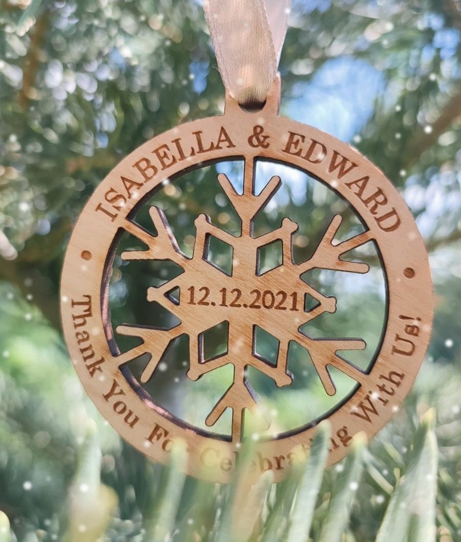 Snowflake Wedding Favor Ornaments, Personalized