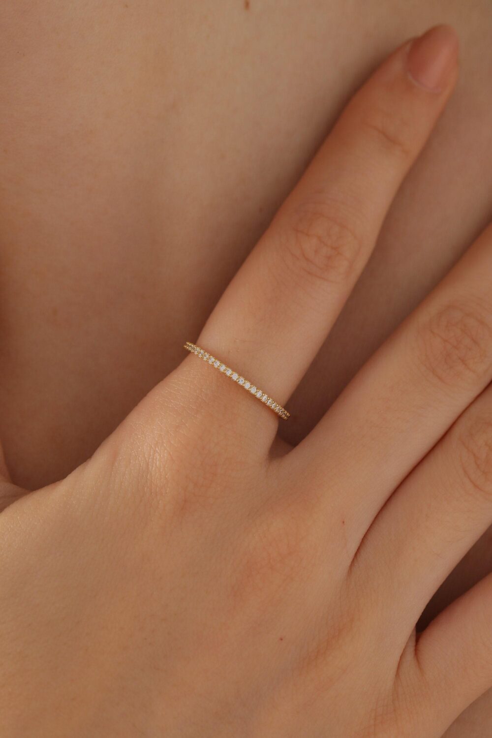 14K Gold Filled Full Eternity Band Ring, Wedding Pave Promise Bridesmaid Gift, Hxw02