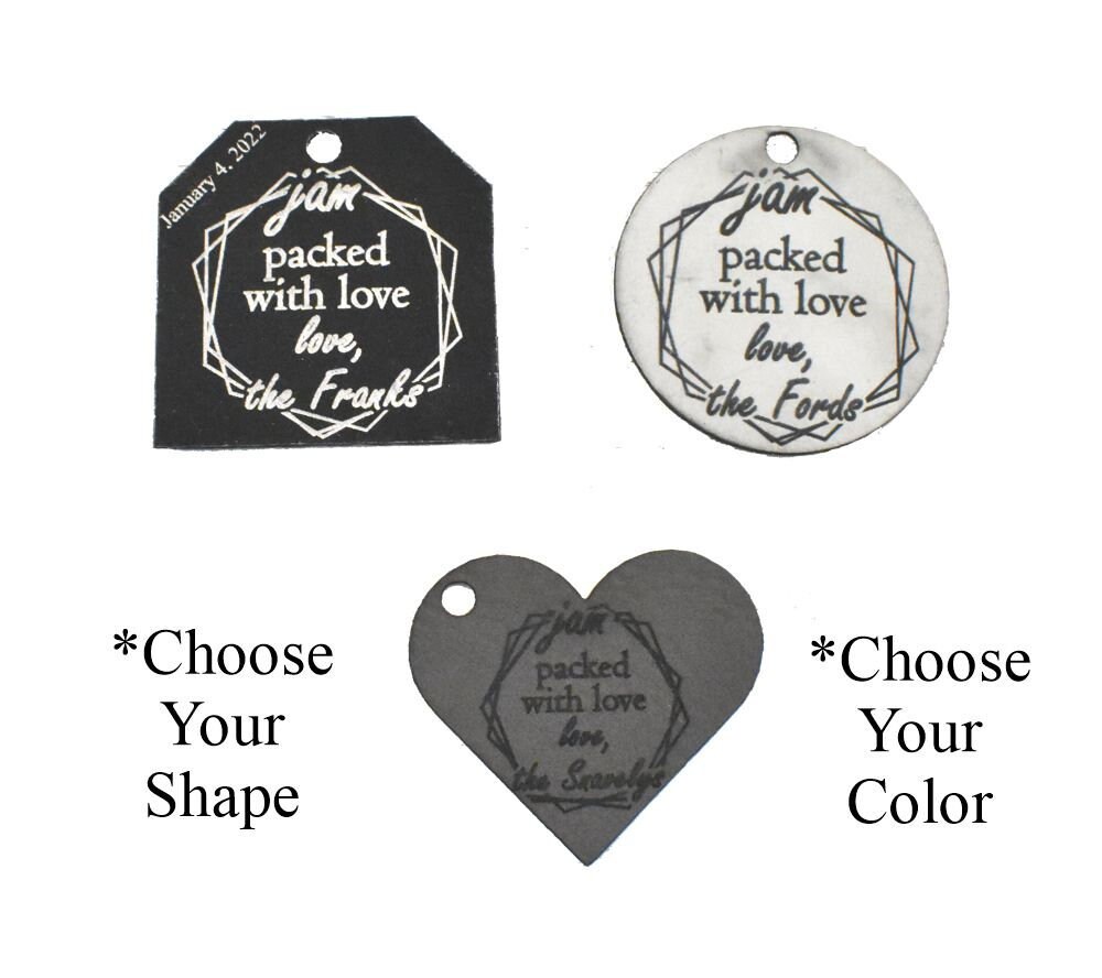 Wedding Favors For Guests in Bulk - Welcome Bag Tags - Jam Packed With Love Custom Leather Favor Tags