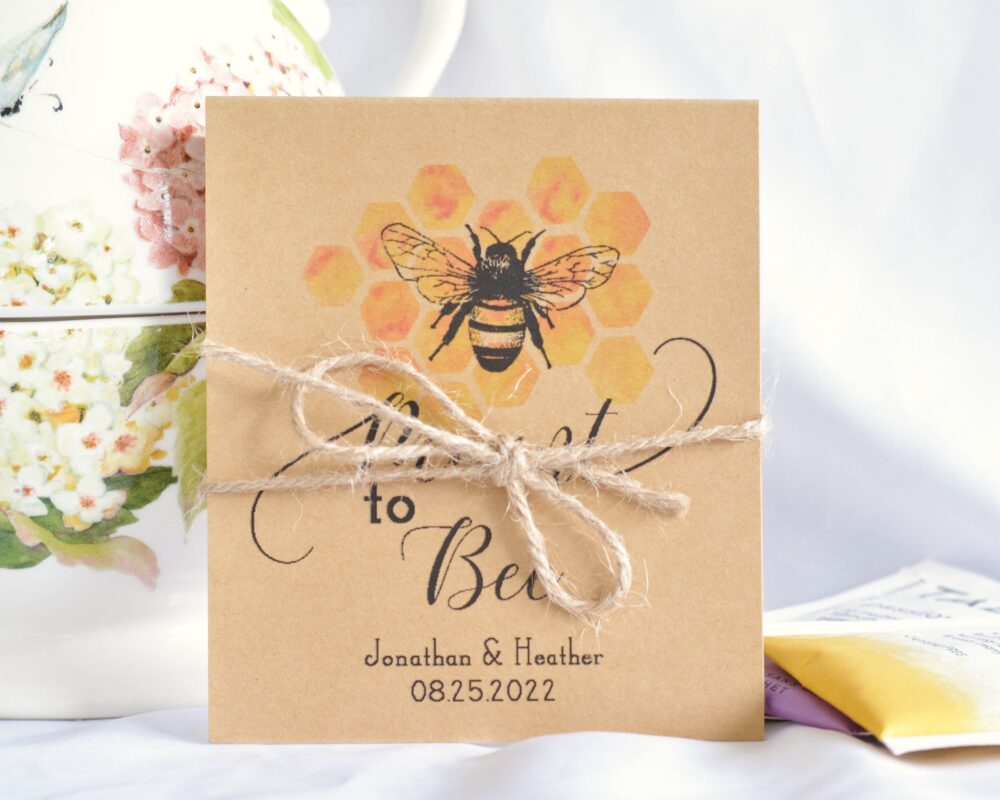 Personalized Meant To Bee Wedding Tea Favors, Bridal Shower Party Favor