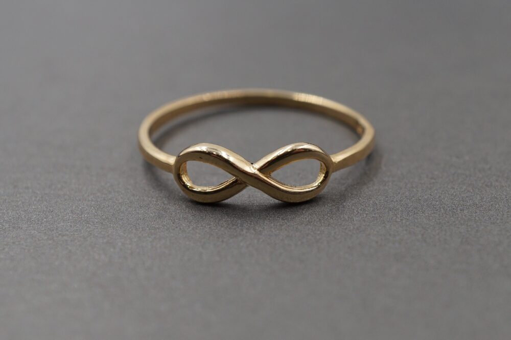 10K Solid Yellow Gold Dainty Small Infinity Band Ring