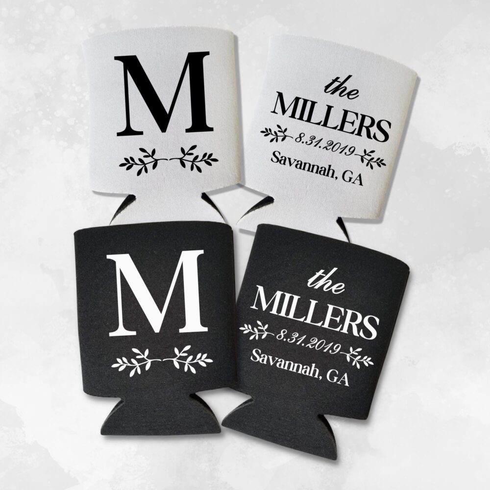Personalized Can Coolers, Wedding Favors, Monogrammed Cooler, Custom Gift