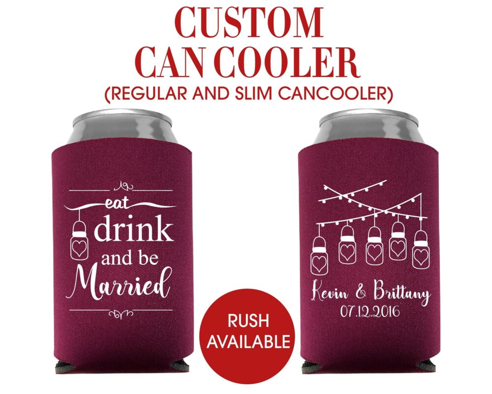 Wedding Favors, Favor, Personalized Can Cooler, Rustic Wedding, Texas Beer Austin, Any State, Bulk Favors