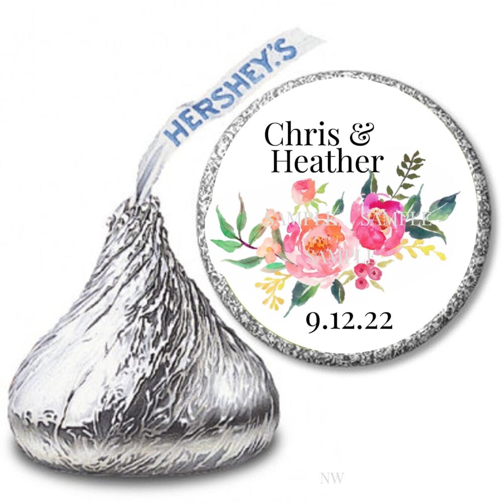 108 Hershey Kiss Labels | Floral Wedding Candy Bridal Shower Favors Personalized Bsk22