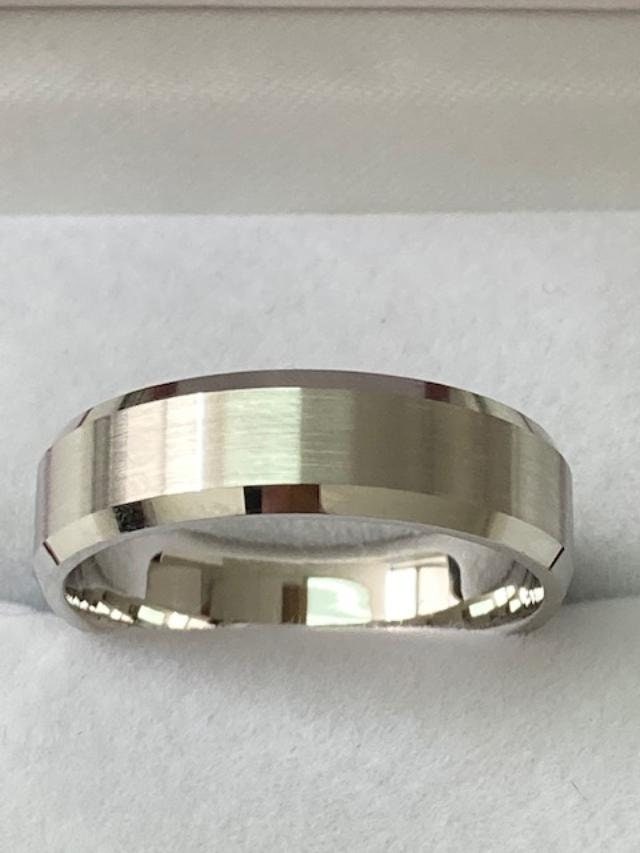 Platinum Mens Wedding Bands, Rings, 6mm Satin Finish Beveled Edge Rings, Rings For Men