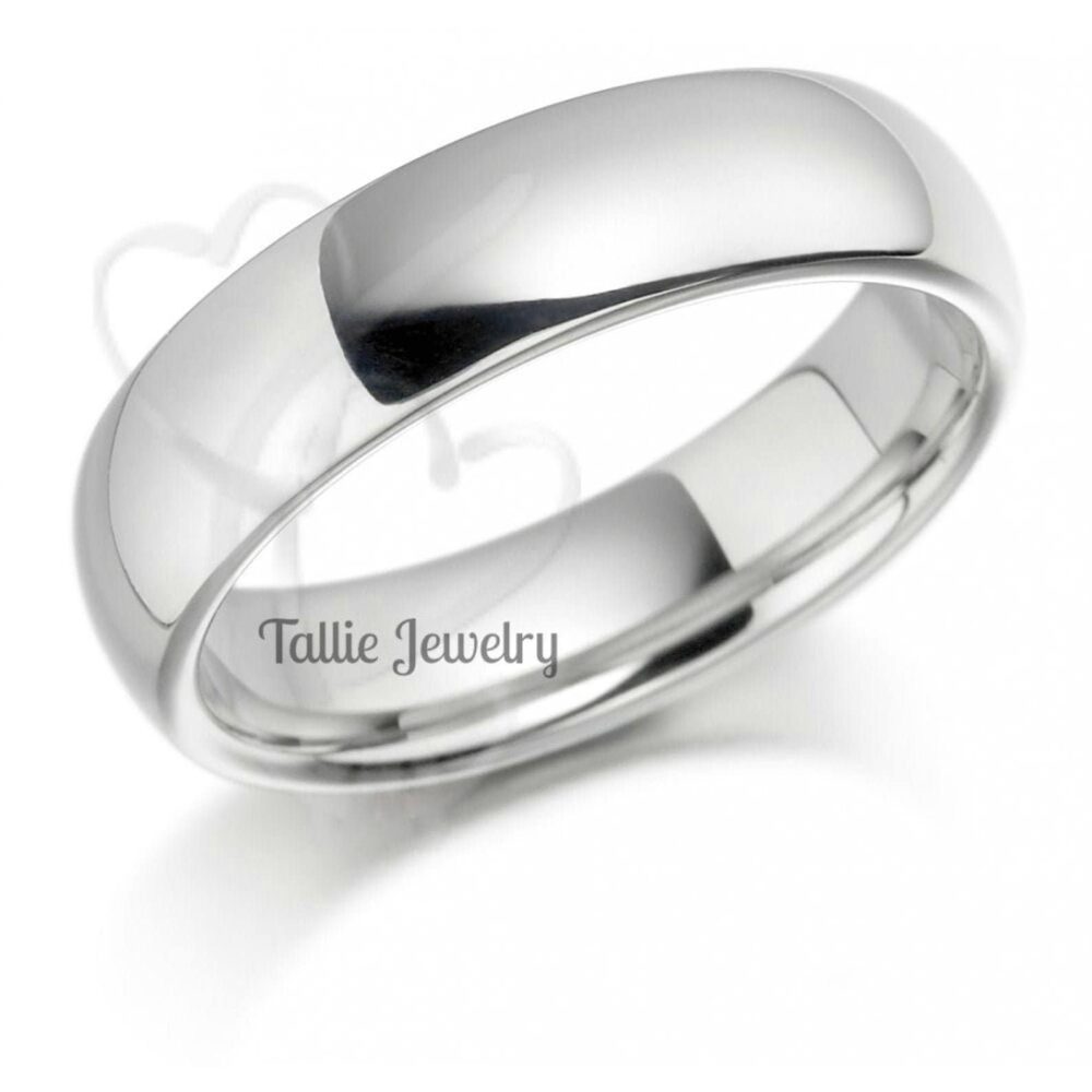 Platinum Wedding Band, Ring, 6mm Dome Plain Mens Bands, Rings, For Men