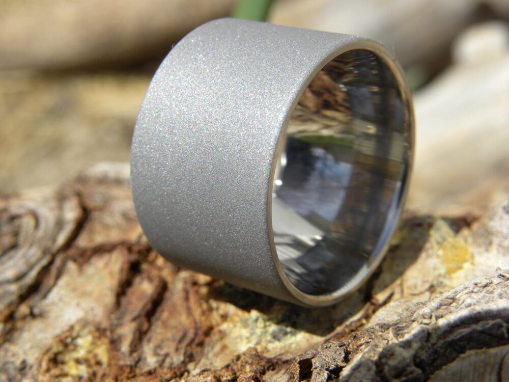Big & Bold Titanium Band, Sandblasted Finish, Ring At 10-15mm Widths