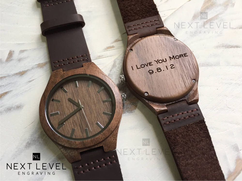 Personalized Wooden Watch, Engraved Groom Wedding Gift Fathers Day Gifts