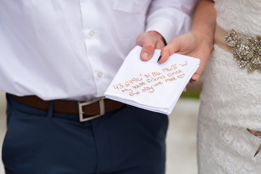 Your Handwriting On A Wedding Handkerchief. Personalized Groom Gift From Bride. Custom Made Handwritten Fiance Or Husband Coordinates Gift