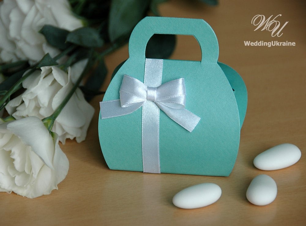 100 Mint Wedding Favor Boxes - Elegant Candy Bonbonniere With Satin Ribbon