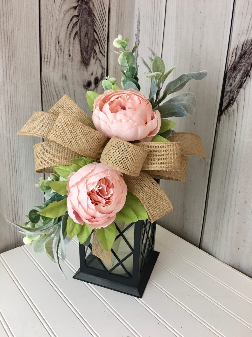 Pink Peony Wedding Lantern Swag, Pew Flowers, Reception Decor, Ceremony Aisle Swags