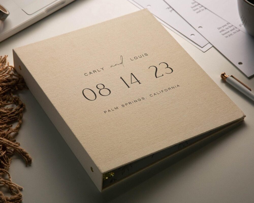 Wedding 3 Ring Linen Binder | Design 5 - Bridal Personalized Diy Planner Checklist Organizer Design Gift Fiancé Soon To Be Bride