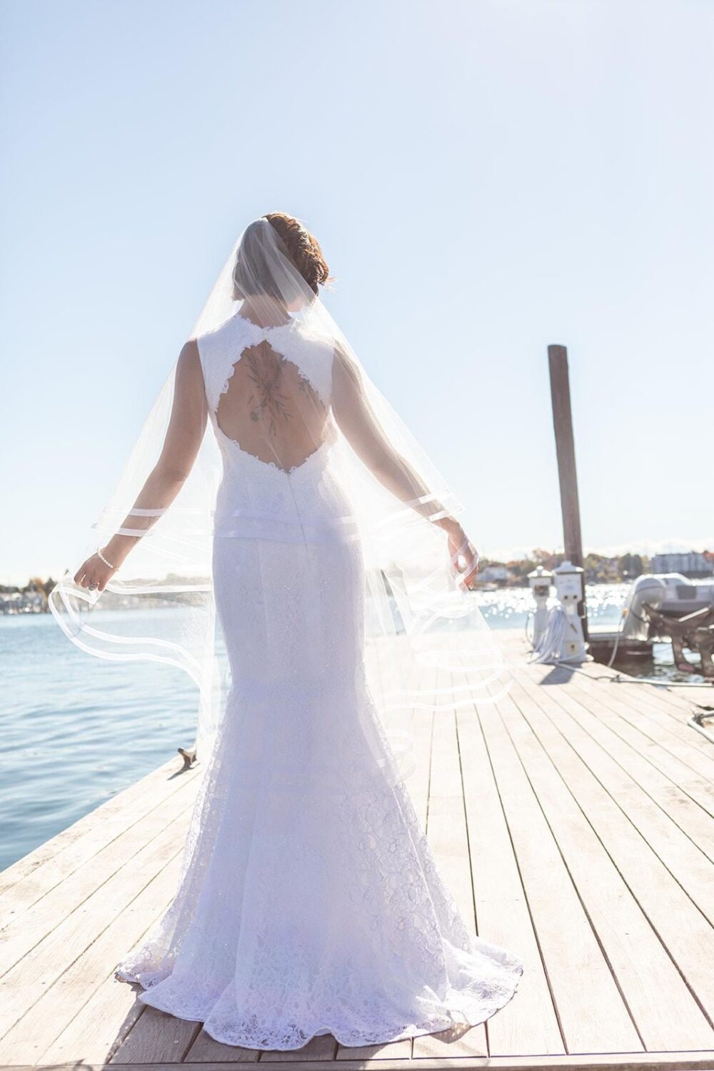 Lace Wedding Gown Sleeveless Keyhole Back Bridal Dress