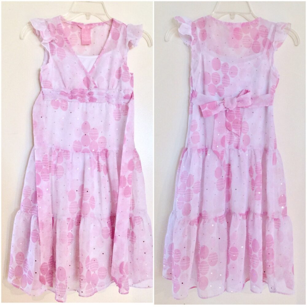 Pink Flower Girl Dress Mesh Sequin Bubble Pattern Ruffle Formal Evening Easter 1920 Flapper Costume Gown Tea Party Wedding Birthday Occasion