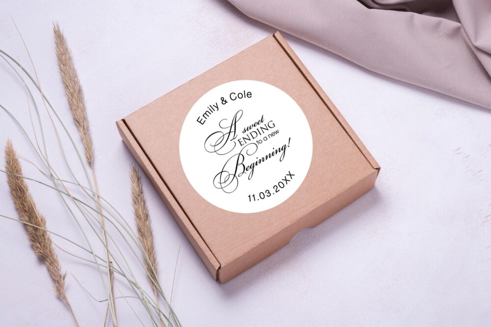 Personalized Wedding Favor Stickers A Sweet Ending, Custom Round Labels