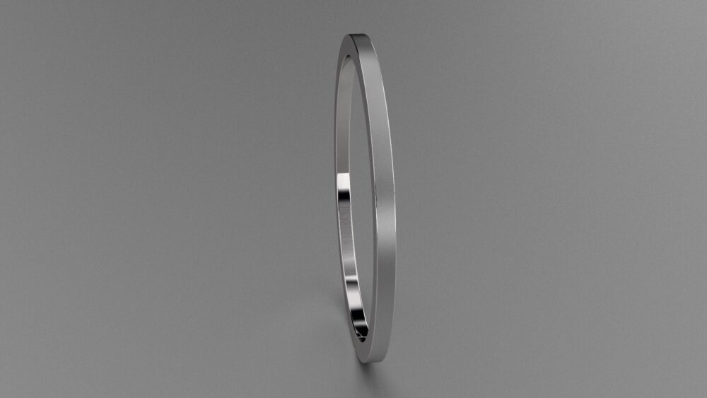 Silver 1mm Brushed Ladies Flat Wedding Band, Classic Rectangle Sterling Ring, Stacking Comfortable Anniversary Ring