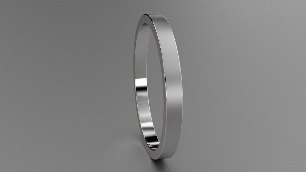 Silver 2mm Brushed Ladies Flat Wedding Band, Classic Rectangle Sterling Ring, Stacking Comfortable Anniversary Ring