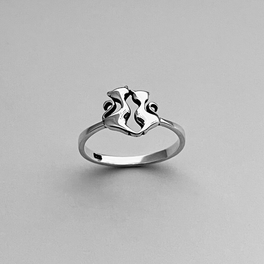 sterling Silver Cats Ring Mother Daughter Kitty Jewelry