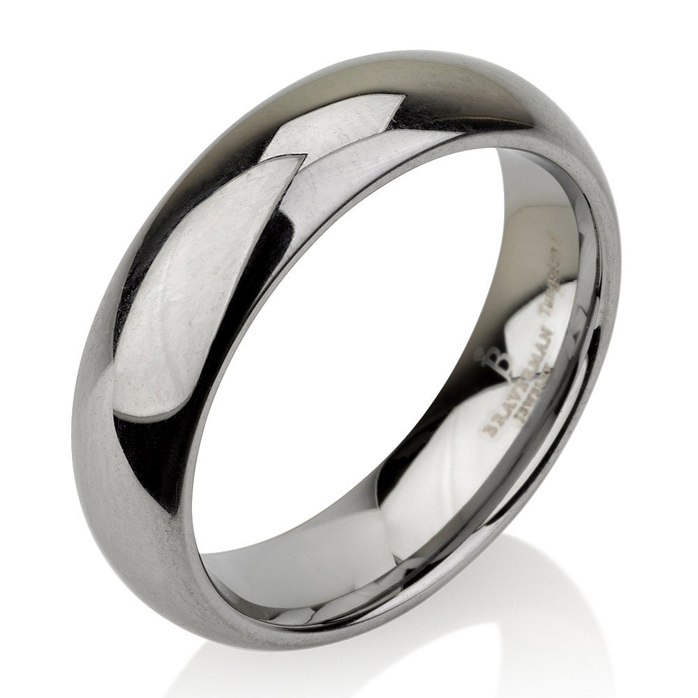 Domed High Polish Tungsten Wedding Band, Tungsten Ring, Grooms Band, Simple Ring, Anniversary Ring, His, Hers, Comfort Fit, 6mm