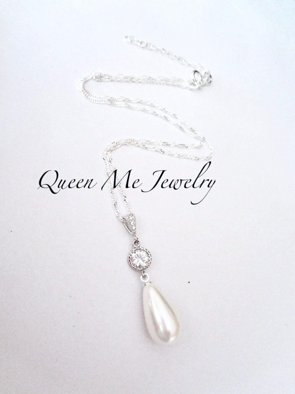Pearl Drop Wedding Necklace For A Bride Mother Of The Sterling Silver Classic Timeless Bridal Jewelry Gift Her