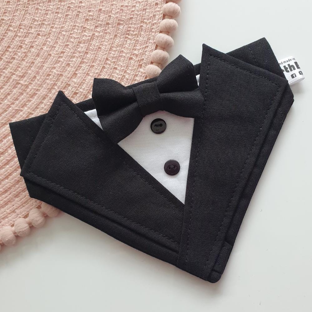 Dog Tuxedo Bandana Collar - Formal Wedding Attire For Pets